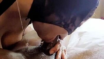 masked ebony milf lalola klitz sucks cock until completely drained