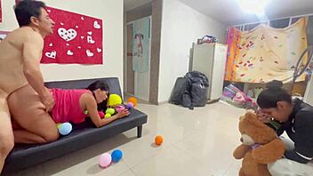 valentine's turned wild with juicy latina's homemade ffm gaping and cumshots