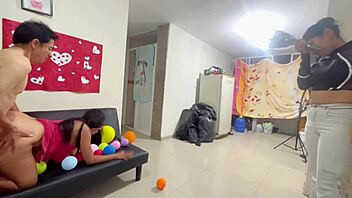 valentine's turned wild with juicy latina's homemade ffm gaping and cumshots