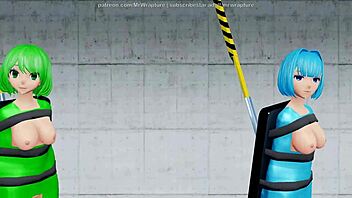 3d mmd robo-arm binds dancer in hentai bondage mummification