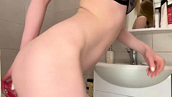 pretty lingerie model shakes ass for first anal tease
