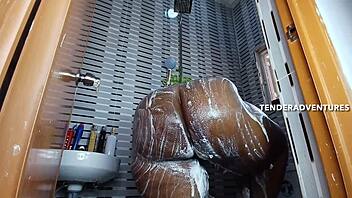 Hottest shower sex with big booty ebony! 💦🍑