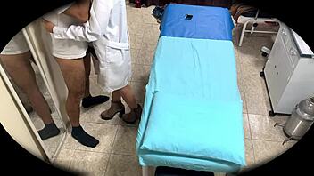 Hidden hospital cam catches latina's bent over orgasm