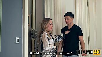 Shaved cougar teacher enjoys dirty pussy work