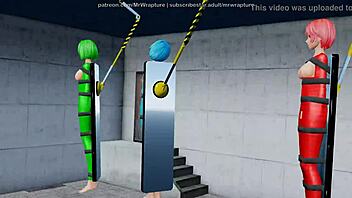 3d mmd robo-arm binds dancer in hentai bondage mummification