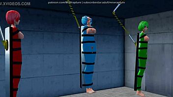 3d mmd robo-arm binds dancer in hentai bondage mummification
