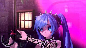 hatsune miku nude punk costume bares big tits and ass