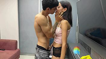 finally alone with colombian maid gym pounding her tight ass hard homemade