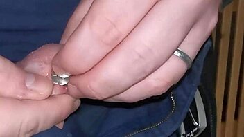 jayq stretches penis urethra with 14mm steel sound and 13mm plug in intense solo session