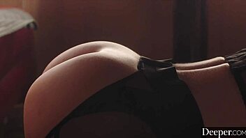 Chanel Camryn worships dom's cock submissively in restaurant, riding deepthroat to facial cum.