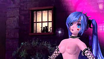 hatsune miku nude punk costume bares big tits and ass