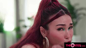 hot asian scarlette moon gags on massive cock in throated pov