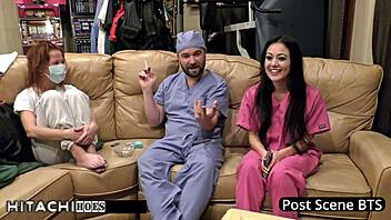 Blaire Celeste cums hard on nurse duty with toys!