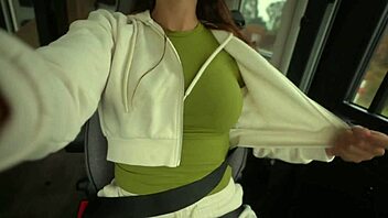 she flashes tits to drivers so he punishes her with huge cock in garage