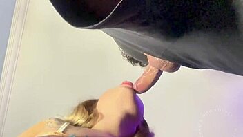 deepthroat gag train ends in drooling facial swallow