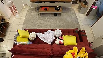 Come in, delivery guy, let's fuck right here on my sofa!