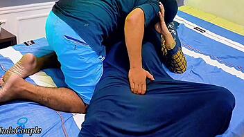 Muslim hijab babe spreads pussy but takes anal toy plug