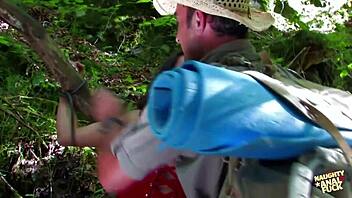 lost big ass babe in forest gets bent over fucked cowgirl anal cum