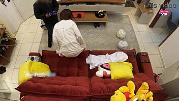 Come in, delivery guy, let's fuck right here on my sofa!