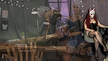 girls slip into cosplay outfits teasing in playful group undress