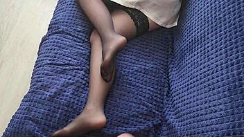 Step aside son jerk off to stepmom's sexy feet now