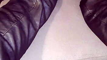 squeaky leather stilettos creak with every teasing heel flex