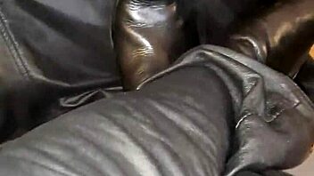 squeaky leather stilettos creak with every teasing heel flex