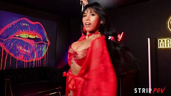 Tiny Filipina Ember Snow strips and rides monster BBC
