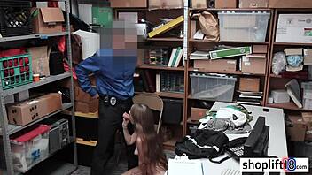 Petite brunette teen caught fucked hard by cop
