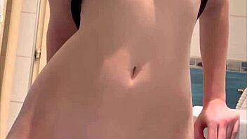 petite teen slut maiskii masturbates wet shaved pussy with dildo orgasm