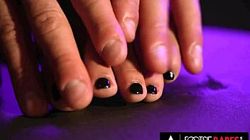 alyssa bounty delivers sizzling footjob to massive cock client in shop