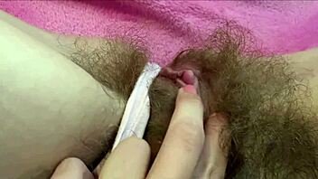 hairy bush big clit edges to wet panties orgasm