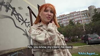 picked up russian redhead for public fun