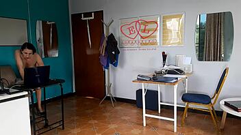 curvy nudist secretary flaunts nude tits pussy for boss