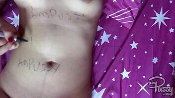 Why does this filipina teen write on her naked body so teasingly?