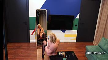 Czech Milf's Intense Mirror Masturbation Voyeur Show