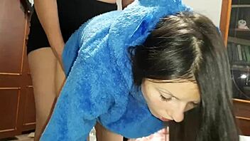 caught my busty brunette neighbors masturbating so i joined their doggystyle group fun