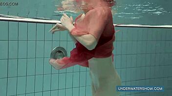 i slip into red dress feeling pool water tease my curves