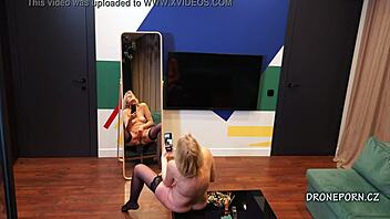 Czech Milf's Intense Mirror Masturbation Voyeur Show
