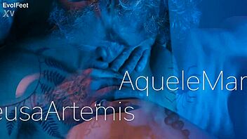 dirty old man chokes on redhead's tight pussy after footjob gagging