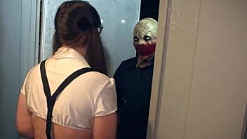 thick slut welcomes horny halloween monster for wet pussy pounding