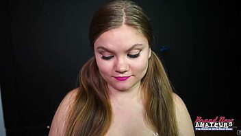 brunette coed lauren sucks juicy cock for doggy cumshot