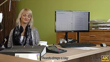 loan4k blonde babe gets wildly banged for cash in hot casting 😍💦 blowjob fingering group fun pov office vibes