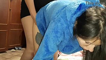 caught my busty brunette neighbors masturbating so i joined their doggystyle group fun