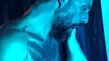 dirty old man chokes on redhead's tight pussy after footjob gagging