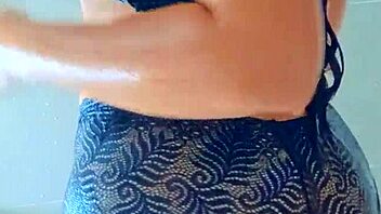 gorgeous tanned latinas shower wet pussies after pool fingering orgasms