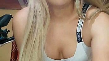 detailed view of sexy white transsexual's curves and cock play