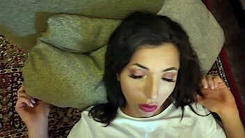 brunette teen bends over for homemade doggystyle pussy pounding by guy