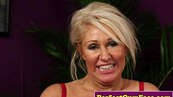 mature british milf teases cocksuck in threesome casting interview heels