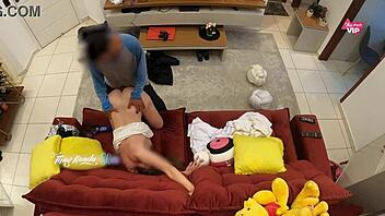 Come in, delivery guy, let's fuck right here on my sofa!